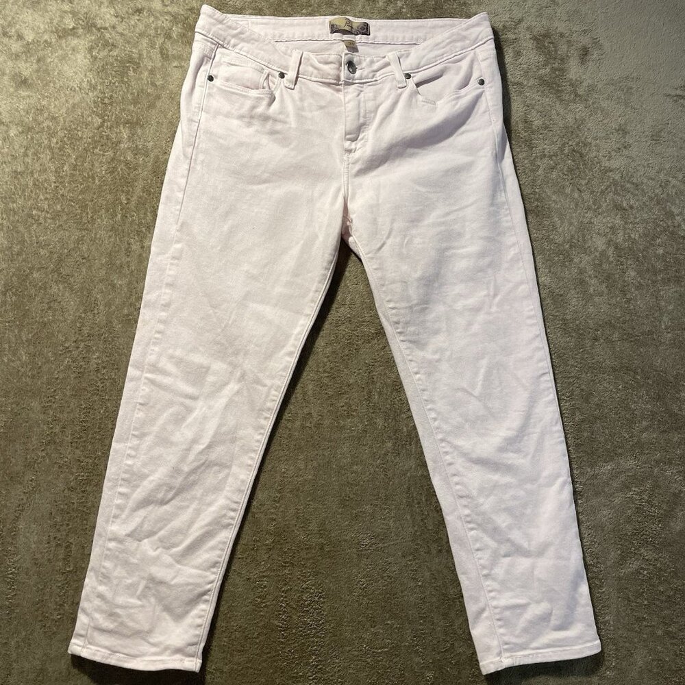 Paige Jeans Womens 31 Roxie Capri Light Pink Ankle Pants Made In USA Stretch Mid